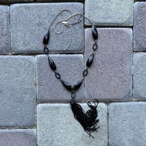Vintage, Black Teardrop Bead and Tassel